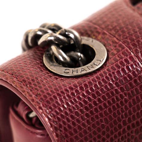 chanel 2002-2003 small burgundy lizard gold chain bag|chanel lizard bag On Sale .